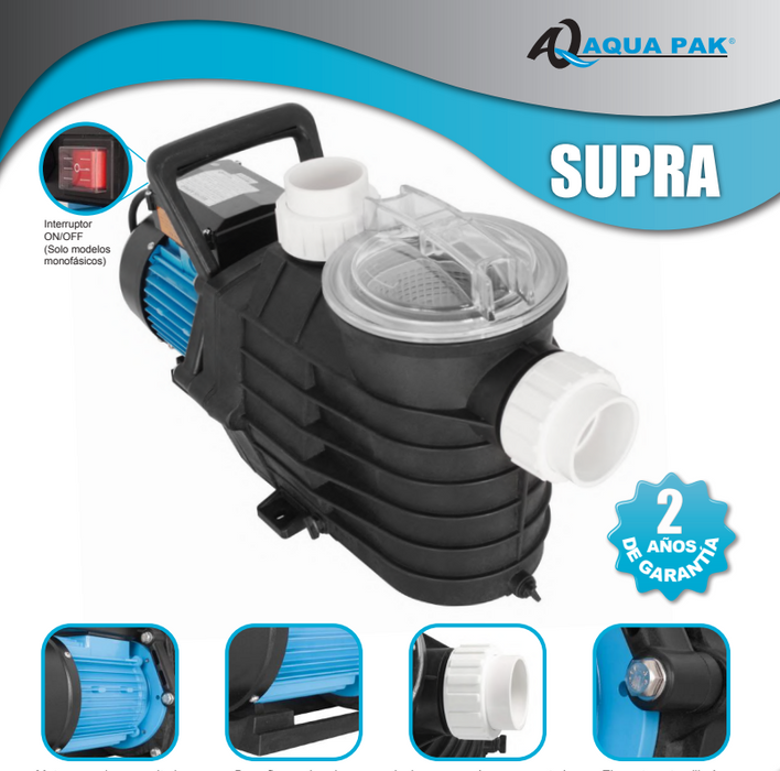 Bomba de Agua para Piscina Serie Supra de 1,5 a 3 Hp, Aquapak