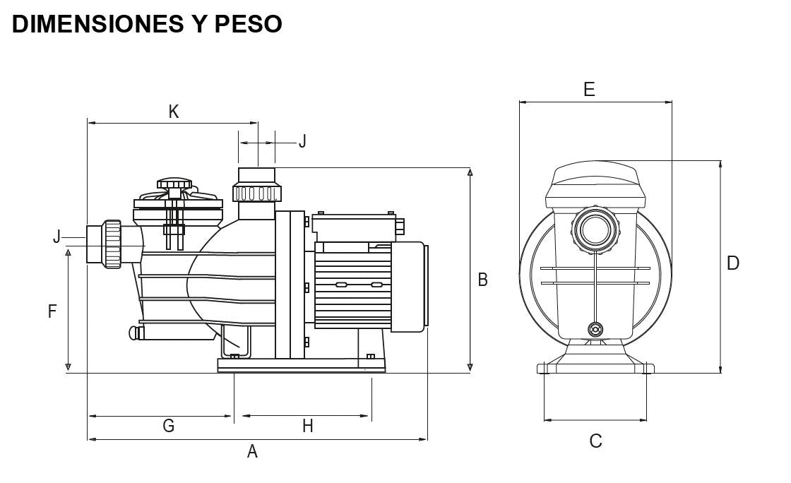 Bomba de Agua para Piscina Serie Silver de 0.7 a 1.5 Hp, Aquapak