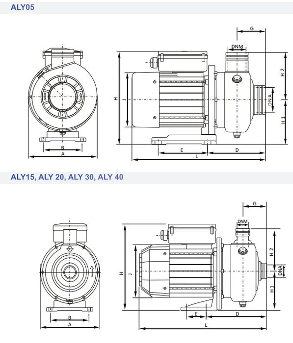 Bomba de Agua Centrífuga Modelo ALY de 0.5 a 4 Hp, Aquapak