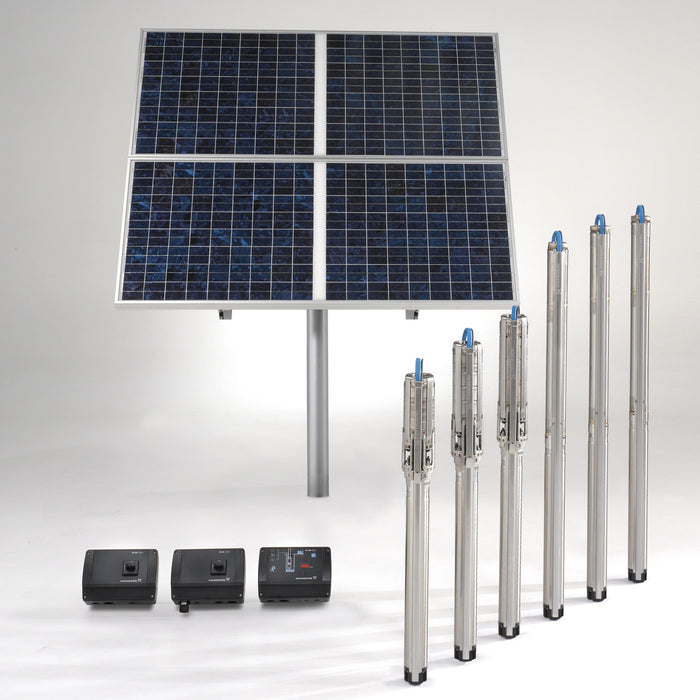 Bomba de Agua Sumergible Tipo Lapicero 3" y 4" con Inversor Solar, Grundfos