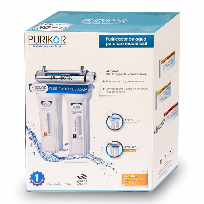 Sistema de Filtración Básica 0.5 GPM con 3 Etapas de Filtración, Purikor