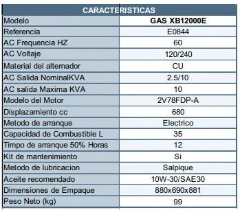 Planta Eléctrica a Gasolina de 10 kVa, Barnes