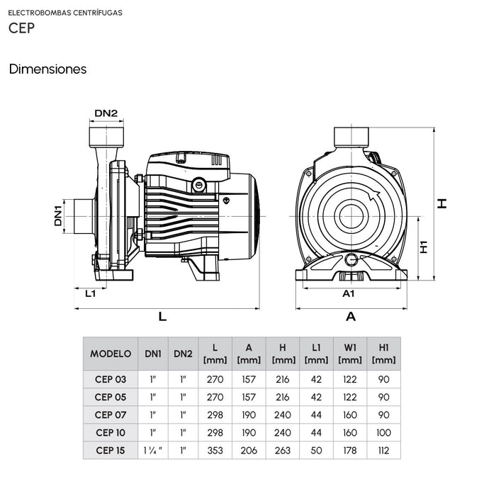 Bomba de Agua Centrífuga Serie CEP de 0.5 a 1.5 Hp, Pearl