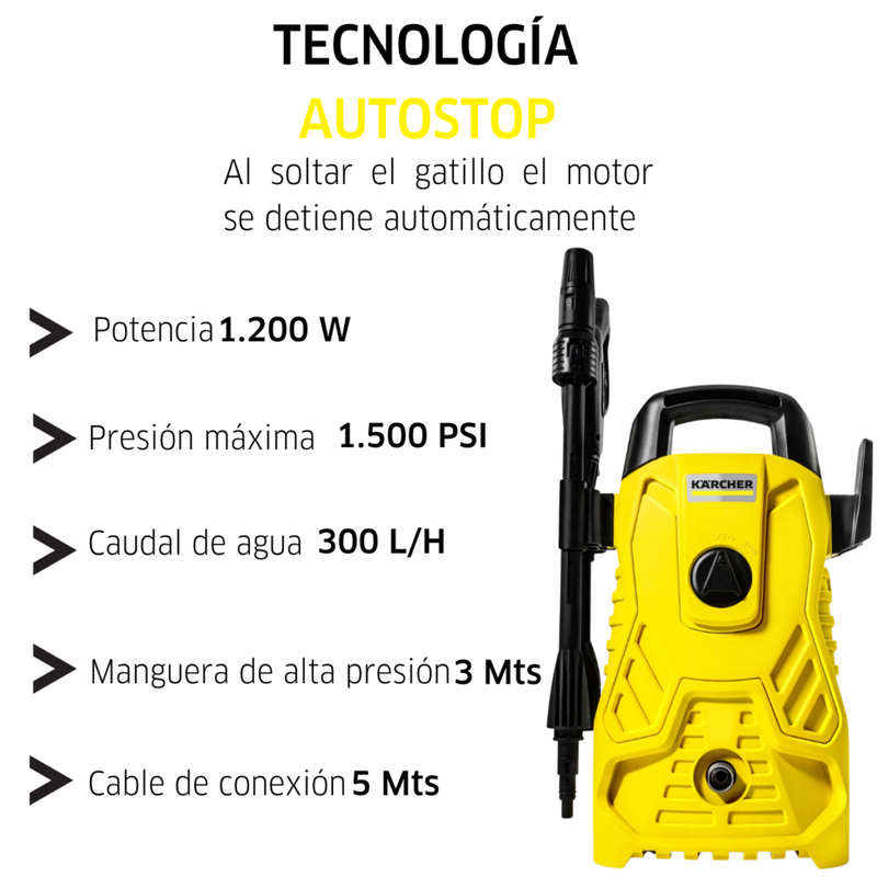 Hidrolavadora Compacta Alta Presión de 1500 Psi, Karcher