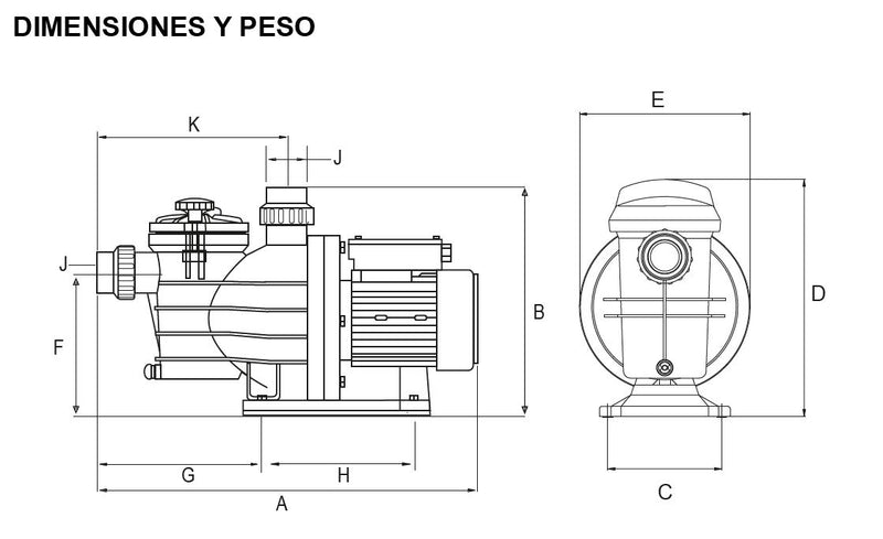 Bomba de Agua para Piscina Serie Silver de 0.7 a 1.5 Hp, Aquapak